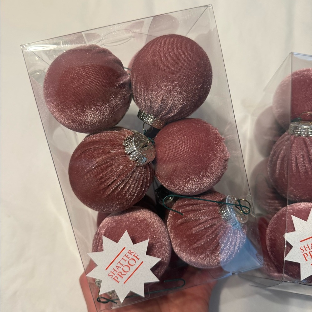 Hobby Lobby Shatterproof Velvet Ornaments - Mauve